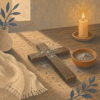 Lenten Ashes on Handmade Wooden Cross