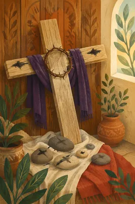 Lenten Ashes on Rustic Wooden Cross