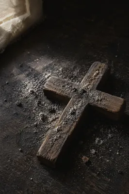 Lent Ashes on Rustic Wooden Cross