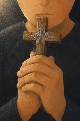 Lent Ashes on Rustic Wooden Cross