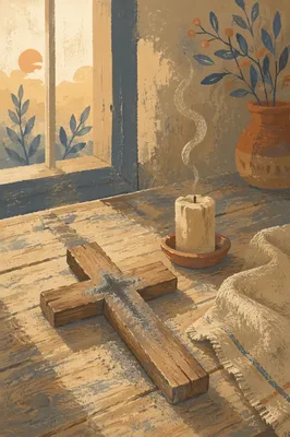 Lenten Ashes on a Wooden Cross