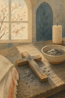 Lenten Ashes on a Wooden Cross