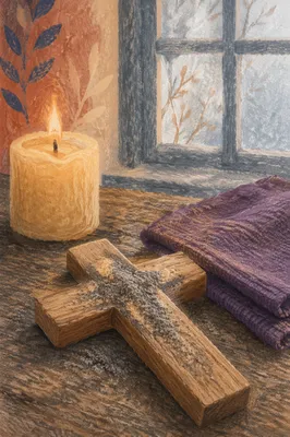 Lent Ashes on Wooden Cross