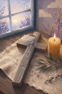 Lent Ashes on Weathered Wooden Cross