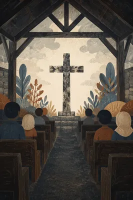 Lent Ashes on Weathered Wooden Cross