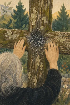 Lent Ashes on Rustic Wooden Cross