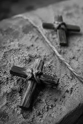 Lent Ashes and Wooden Cross Closeup