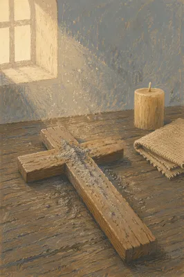 Lenten Ashes on Handmade Wooden Cross
