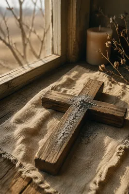 Lent Ashes on Handmade Wooden Cross