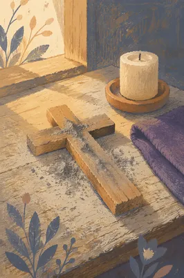 Lent Ashes on a Wooden Cross