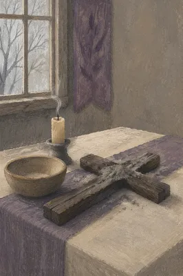 Lenten Ashes on Rough Wooden Cross