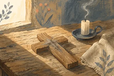 Lenten Ashes on Rustic Wooden Cross