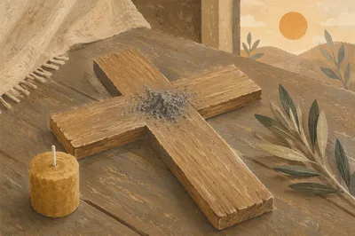 Lenten Ashes on Handmade Wooden Cross