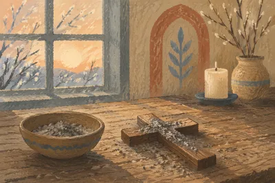 Lenten Ashes on a Wooden Cross