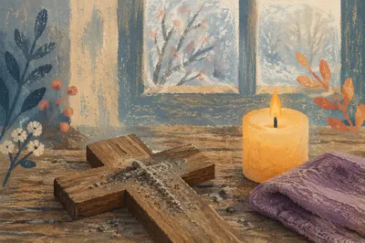 Lent Ashes on a Wooden Cross
