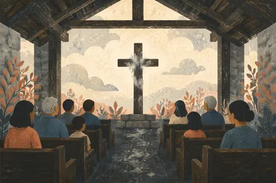 Lent Ashes on Wooden Chapel Cross