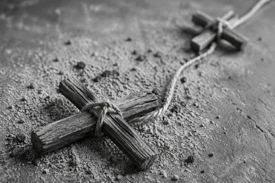 Lent Ashes on Rustic Wooden Crosses