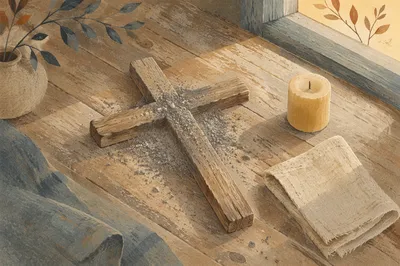 Lenten Ashes on Handmade Wooden Cross