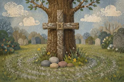 Lenten Ashes on Rustic Wooden Cross