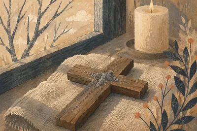 Lent Ashes on Handmade Wooden Cross