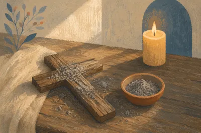 Lenten Ashes on Handmade Wooden Cross
