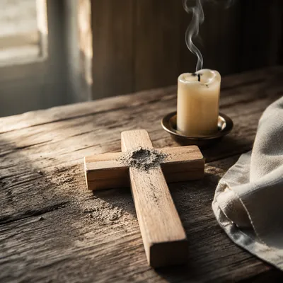 Lenten Ashes on a Wooden Cross