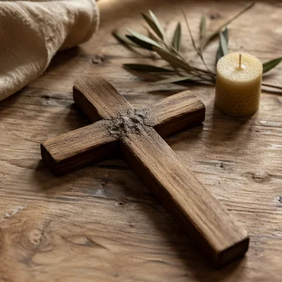 Lenten Ashes on a Handmade Wooden Cross