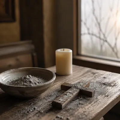 Lenten Ashes on a Wooden Cross