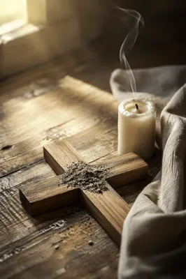 Lenten Ashes on a Wooden Cross