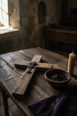 Lenten Ashes on a Handmade Wooden Cross