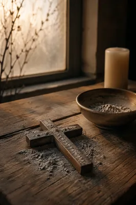 Lenten Ashes on a Wooden Cross