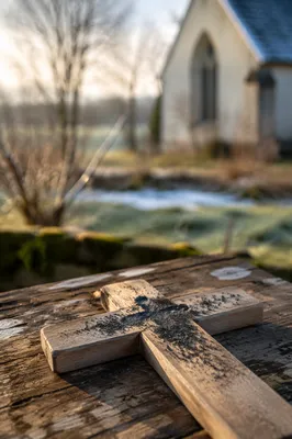 Lenten Ashes on Rustic Wooden Cross