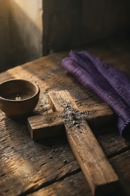 Lent Ashes on a Wooden Cross