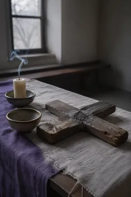 Lenten Ashes on a Wooden Cross