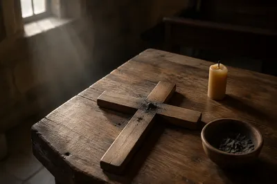 Lenten Ashes on a Handmade Wooden Cross
