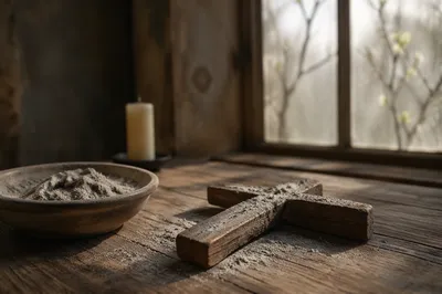 Lenten Ashes on a Wooden Cross