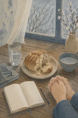 Lenten Bread Water Prayer Table Scene