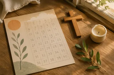 Lent Forty-Day Countdown Calendar with Cross