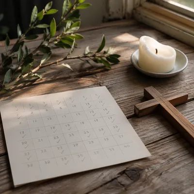 Lent Forty Days Countdown with Wooden Cross