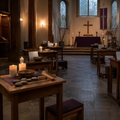 Interactive Lent Prayer Stations in Church