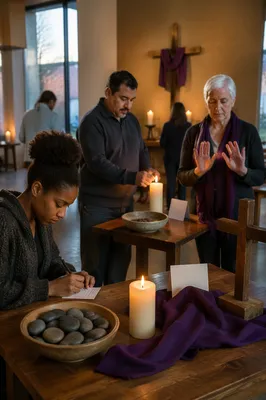 Lent Prayer Stations in Modern Sanctuary