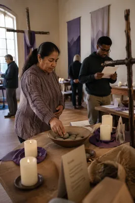Lent Prayer Stations in Church Interior