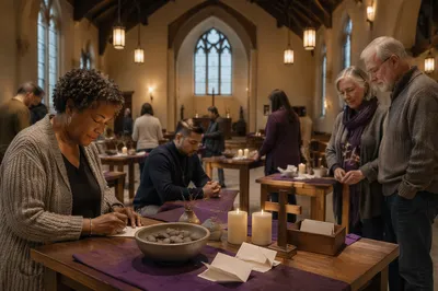 Lent Prayer Stations in Church Interior