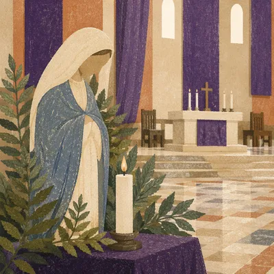 Lenten Cross Draped With Purple Cloth