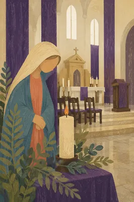 Lenten Cross Draped in Purple Cloth