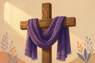 Lenten Cross with Draped Purple Cloth