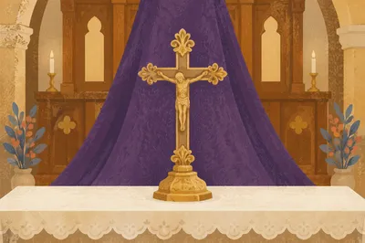 Lenten Cross with Draped Purple Cloth