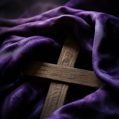Lenten Cross Draped in Purple Cloth