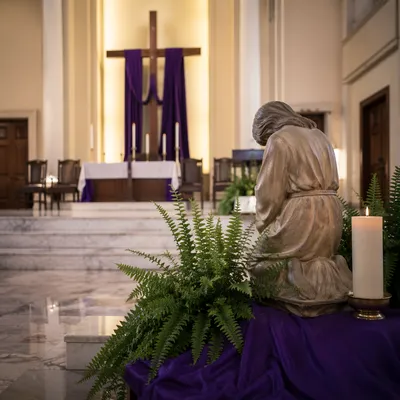 Lenten Cross with Purple Draped Cloth