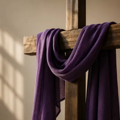 Lenten Cross with Draped Purple Cloth